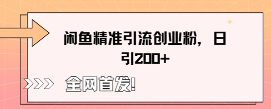 闲鱼精准引流创业粉，轻松日引200+-网创终点站
