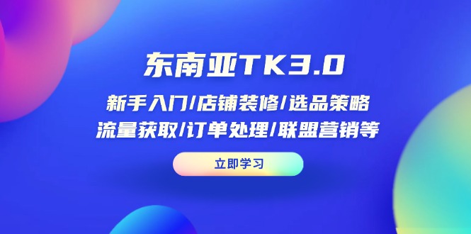 （14208期）东南亚TK3.0：新手入门/店铺装修/选品策略/流量获取/订单处理/联盟营销等-网创终点站