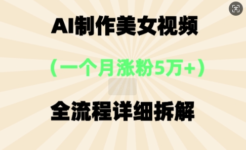 AI制作美⼥视频，⼀个⽉涨粉5万，全流程详细拆解-网创终点站