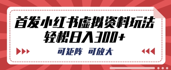 首发小红书虚拟资料玩法，可矩阵，可放大，轻松日入3张-网创终点站