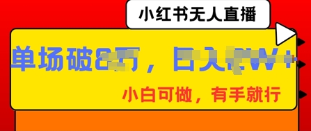 小红书无人直播，纯小白可做，有手就行，单场直播销售额破8w-网创终点站