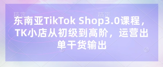东南亚TikTok Shop3.0课程，TK小店​从初级到高阶，运营出单干货输出-网创终点站