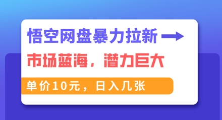 悟空网盘暴力拉新：一单10元，市场空白，日入几张-网创终点站