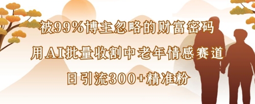 被99%博主忽略的财富密码：用AI批量收割中老年情感赛道，日引流300+精准粉-网创终点站